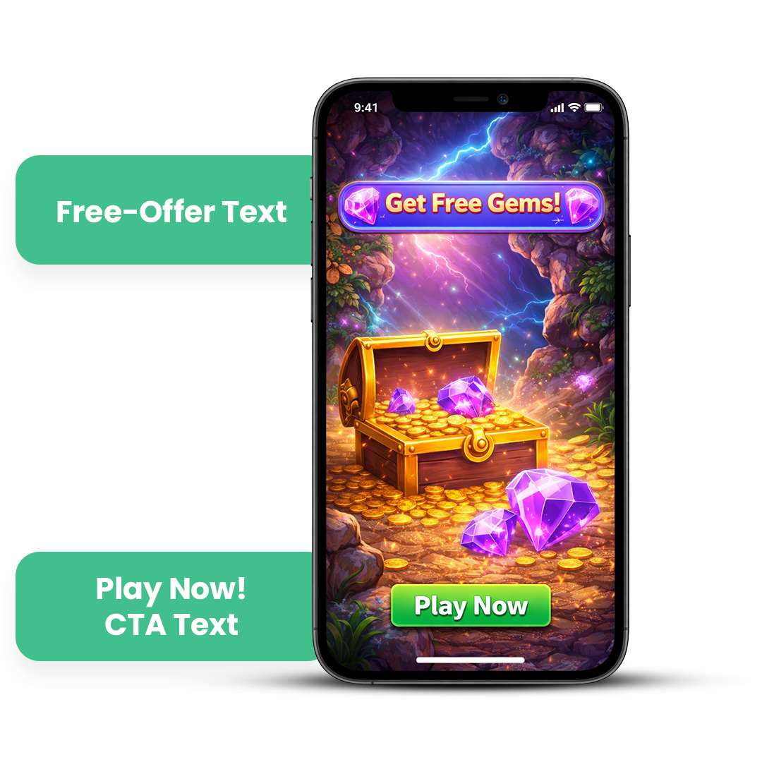 iOS Creative Playbook — sound-off design, close-up shots, gameplay focus