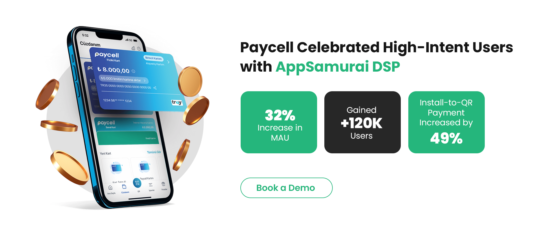 Paycell Case Study — 32% MAU increase, +120K users, 49% QR payment increase with AppSamurai DSP